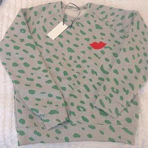 Clare V Grey and green animal print sweatshirt